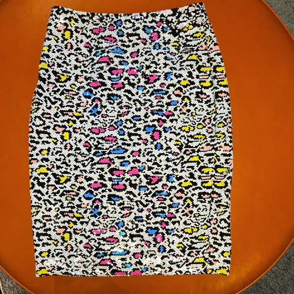 Milly Black and White Sequin Pencil Skirt Midi - Picture 3 of 6